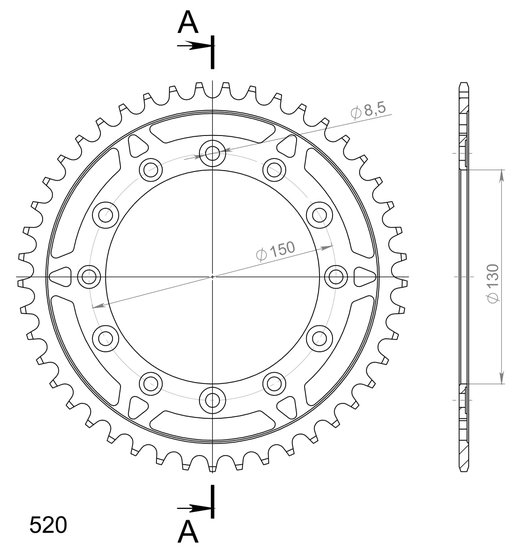 YZ 450 F (2005 - 2006) supersprox / jt rear sprocket 245/2.51 | Supersprox