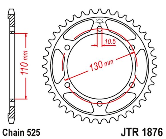 TRACER 900 GT (2018 - 2020) rear steel sprocket - 44 teeth, 525 pitch, black | JT Sprockets