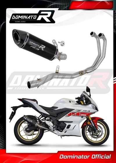 YZF R3 (1970 - 2022) full exhaust system silencer hp8 black | Dominator