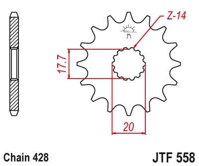 DT 125 R (1988 - 2006) front sprocket 13tooth pitch 428 jtf55813 | JT Sprockets