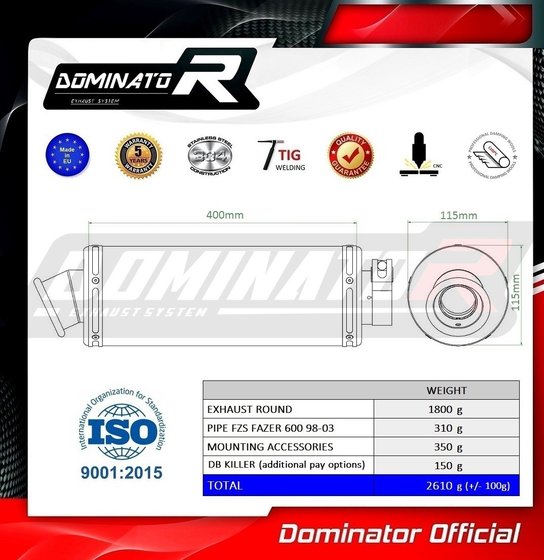 FZS 600 FAZER (1998 - 2003) exhaust silencer round | Dominator