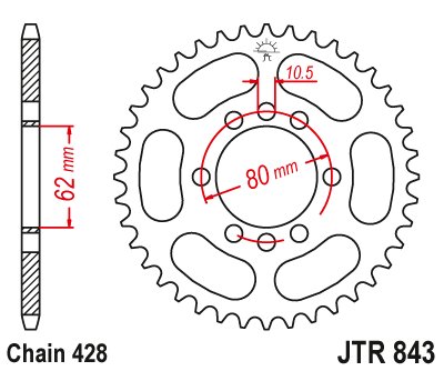 DT 125 (1976 - 1993) rear sprocket 49 tooth pitch 428 jtr84349 | JT Sprockets