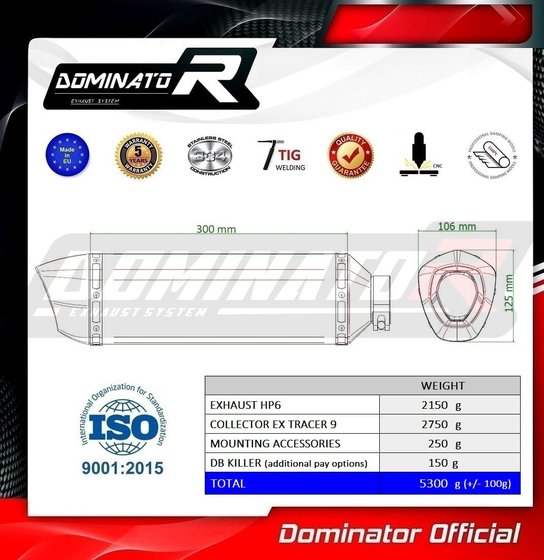 MT-09 TRACER 900 (2021 - 2022) full exhaust system silencer hp6 ex | Dominator