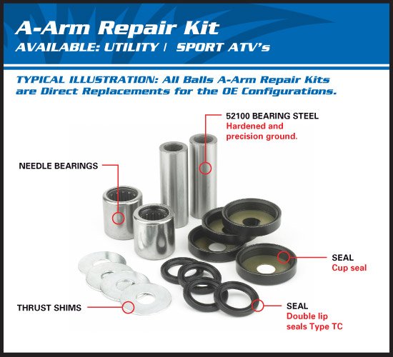 YFM 660 GRIZZLY (2002 - 2008) lower a-arm brg - seal kit | All Balls