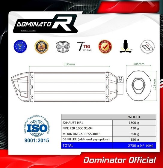 FZR 1000 (1991 - 1994) exhaust silencer hp1 | Dominator