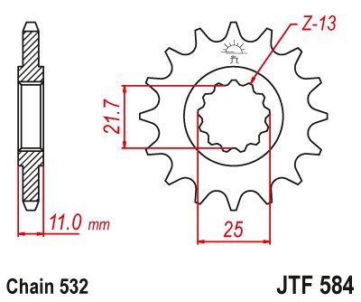 FZR 1000 (1987 - 1995) front sprocket 16tooth pitch 532 jtf58416 | JT Sprockets