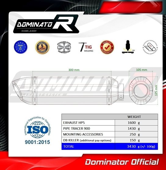 MT-09 TRACER 900 (2020 - 2020) full exhaust system hp5 silencer | Dominator