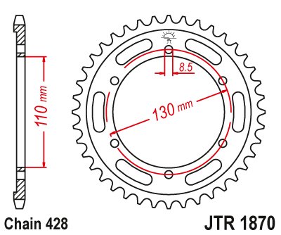 TZR 125 (1993 - 1999) rear sprocket 44 tooth pitch 428 jtr187044 | JT Sprockets