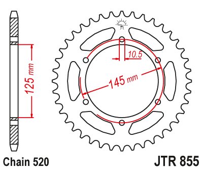 MT 03 (2006 - 2012) rear sprocket 45 tooth pitch 520 jtr85545 | JT Sprockets