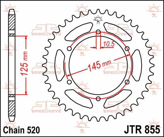 MT 03 (2006 - 2012) rear sprocket 45 tooth pitch 520 jtr85545 | JT Sprockets