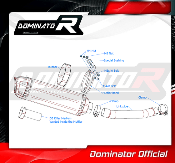 YZF 600 R THUNDERCAT (1996 - 2006) homologated exhaust silencer hp1 | Dominator