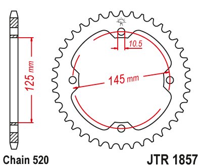 YFM 250 R RAPTOR (2008 - 2013) rear sprocket 36 tooth pitch 520 jtr185736 | JT Sprockets