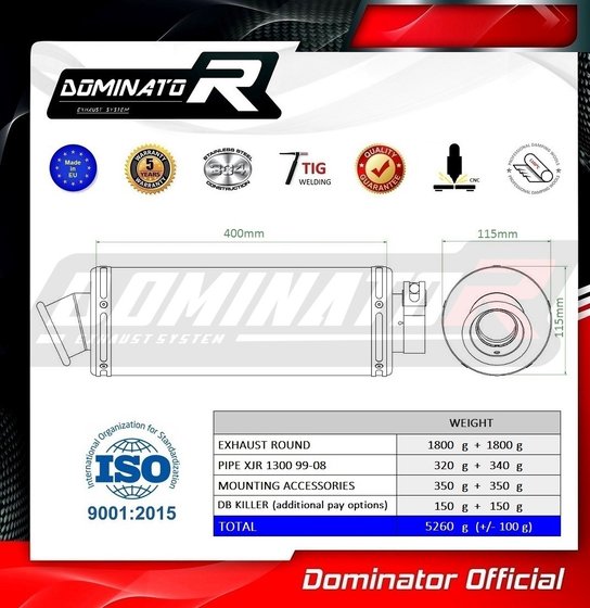 XJR 1300 (1999 - 2006) exhaust silencer round | Dominator