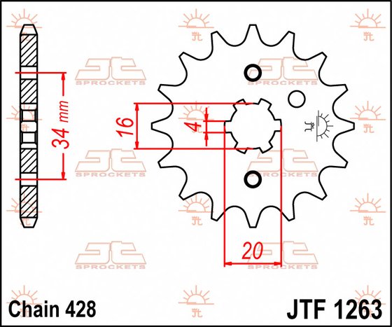 SR 125 (1972 - 2003) front sprocket 16tooth pitch 428 | JT Sprockets