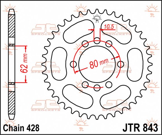 DT 175 MX (1978 - 1996) rear sprocket 49 tooth pitch 428 jtr84349 | JT Sprockets