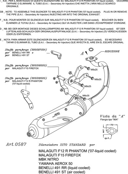 50 YQ AEROX (1997 - 1998) sito exhaust for benelli | SITO