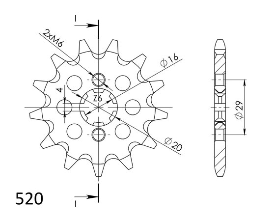 YZ 125 (1977 - 1985) supersprox front sprocket 422.12 | Supersprox