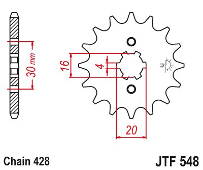 YBR 125 (2007 - 2014) front sprocket 14tooth pitch 428 jtf54814 | JT Sprockets