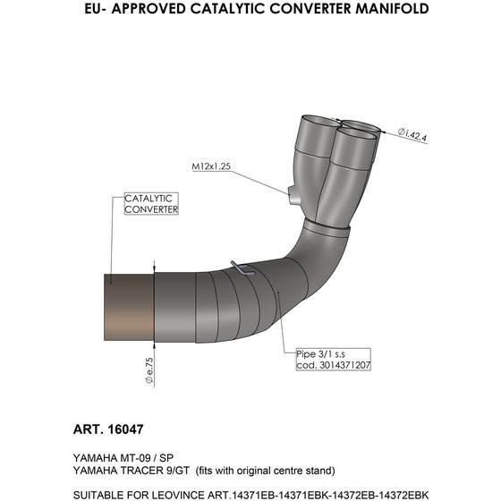 TRACER 900 GT (2021 - 2022) catalytic converter manifold for yamaha | LEOVINCE