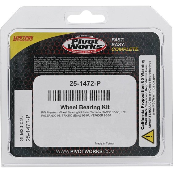 FZS 600 FAZER (1998 - 1998) wheel bearing kit front | All Balls