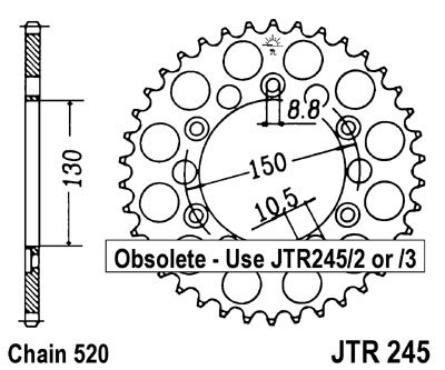 DT 50 (1989 - 2012) steel rear sprocket | JT Sprockets