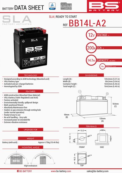 XJ 900 F (1983 - 1994) 12v sla battery | BS BATTERY