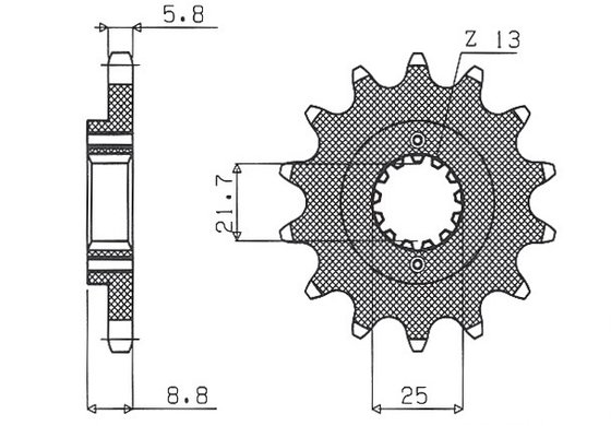 FZS 600 FAZER (1998 - 2003) 16t 520 pitch black steel front replacement sprocket | SUNSTAR SPROCKETS