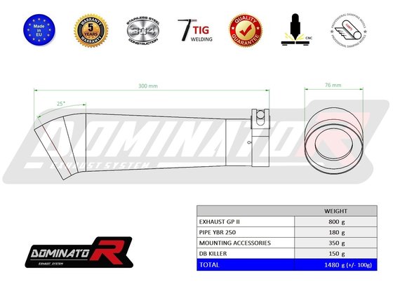 YBR 125 (1970 - 2022) exhaust silencer gp2 | Dominator