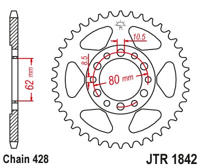 DT 125 (1974 - 1980) plieninė galinė žvaigždutė | JT Sprockets