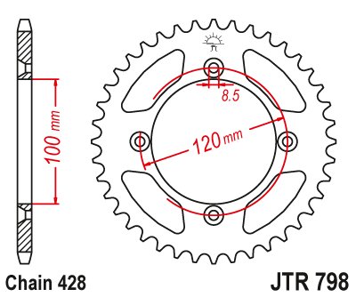 YZ 85 (2002 - 2023) galinė žvaigždutė 49 dantų žingsnis 428 jtr79849 | JT Sprockets