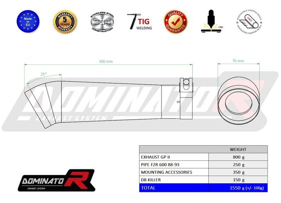 FZR 600 (1988 - 1993) exhaust silencer gp2 | Dominator