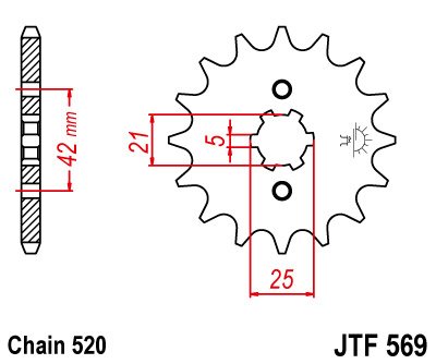 RD 350 LC (1983 - 1995) priekinė žvaigždutė 17 dantukų žingsnis 520 jtf56917 | JT Sprockets