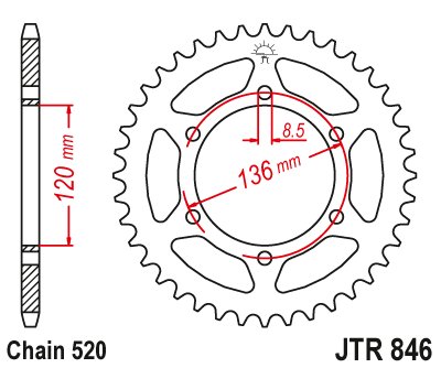 TDR 250 (1988 - 1990) plieninė galinė žvaigždutė | JT Sprockets