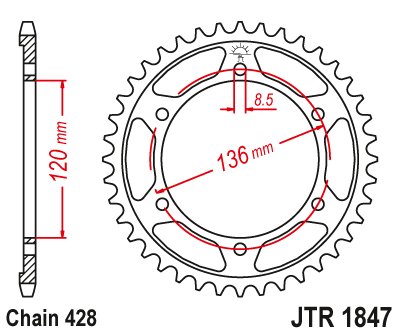 TDR 125 (1993 - 2001) plieninė galinė žvaigždutė | JT Sprockets