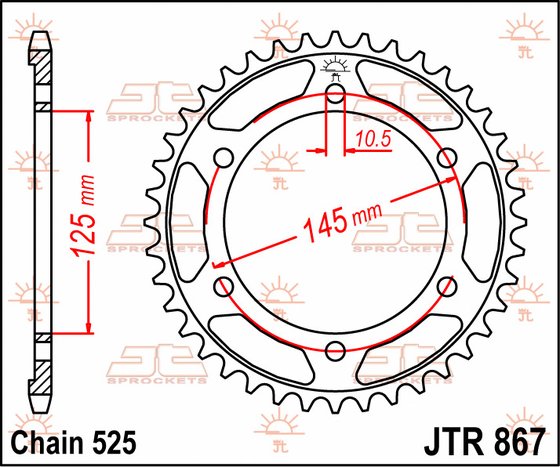 TDM 850 (1991 - 2001) galinė žvaigždutė 43 danties žingsnis 525 jtr86743 | JT Sprockets