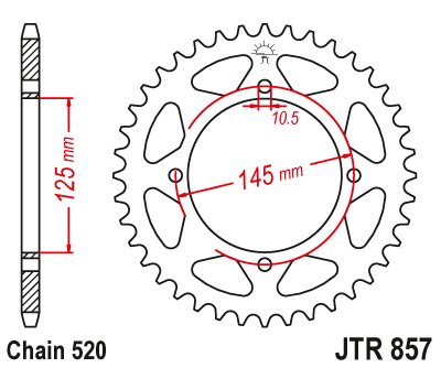 XT 550 (1982 - 1983) galinė žvaigždutė 47 danties žingsnis 520 jtr85747 | JT Sprockets