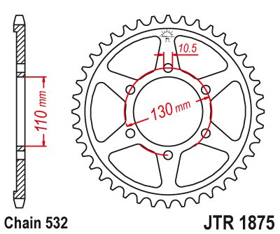 YZF R6 (2003 - 2010) plieninė galinė žvaigždutė | JT Sprockets