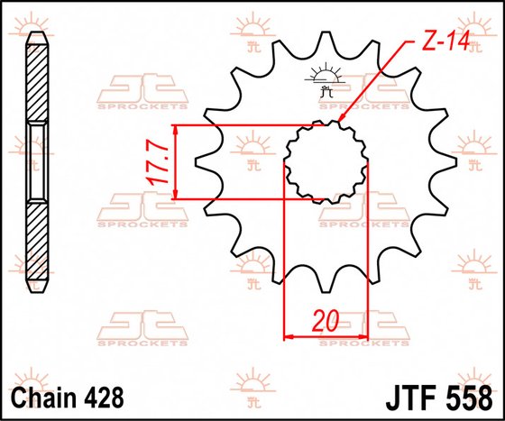 DT 125 R (1988 - 2006) priekinė žvaigždutė 13 dantukų žingsnis 428 jtf55813 | JT Sprockets