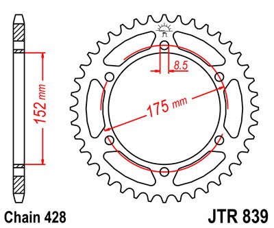 DT 125 R (1988 - 2006) plieninė galinė žvaigždutė | JT Sprockets