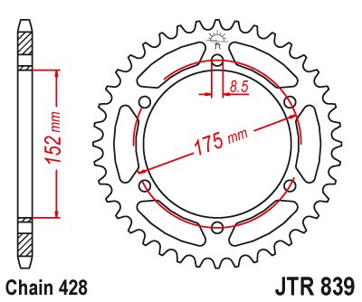 DT 125 R (1988 - 2006) plieninė galinė žvaigždutė | JT Sprockets