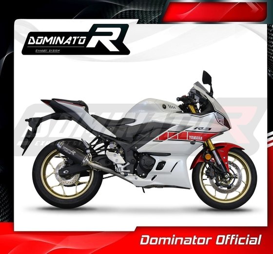 YZF R3 (1970 - 2022) full exhaust system silencer ov g2 black | Dominator