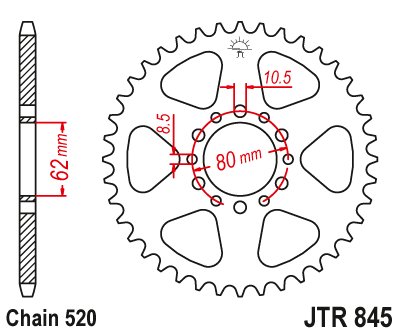 XT 250 (1980 - 1990) plieninė galinė žvaigždutė | JT Sprockets