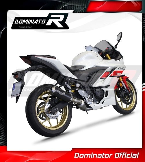 YZF R3 (1970 - 2022) full exhaust system ex silencer ov g2 black | Dominator