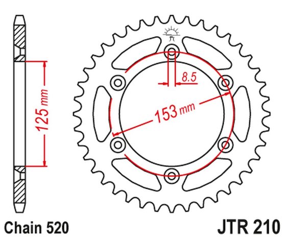 WR 450 F (2003 - 2021) 53 t galinė žvaigždutė raudonos spalvos | JT Sprockets