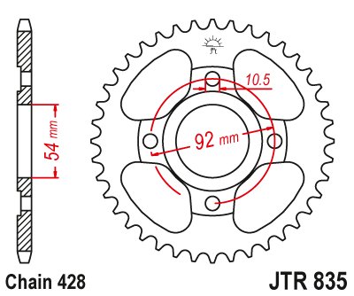 SR 125 (1982 - 2003) plieninė galinė žvaigždutė | JT Sprockets