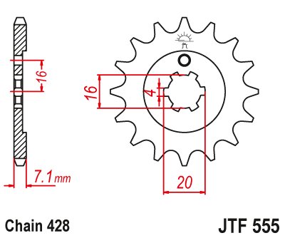 RD 80 LC (1983 - 1985) priekinė žvaigždutė 14 dantų žingsnis 428 jtf55514 | JT Sprockets