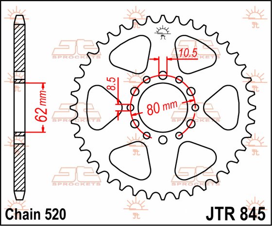 YZ 100 (1976 - 1981) plieninė galinė žvaigždutė | JT Sprockets