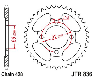 RD 200 D DX (1975 - 1977) plieninė galinė žvaigždutė | JT Sprockets