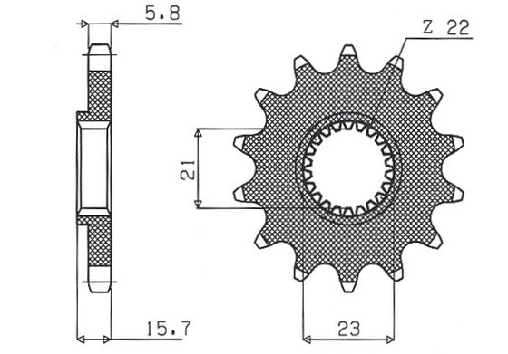 TT 600 R (1997 - 2003) 15 dantukų 520 pikio juodos spalvos plieninė priekinė atsarginė žvaigždutė | SUNSTAR SPROCKETS