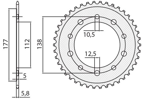 YZF R1M (2015 - 2022) galinė plieninė žvaigždutė - 39 dantys, 520 žingsnių | SUNSTAR SPROCKETS